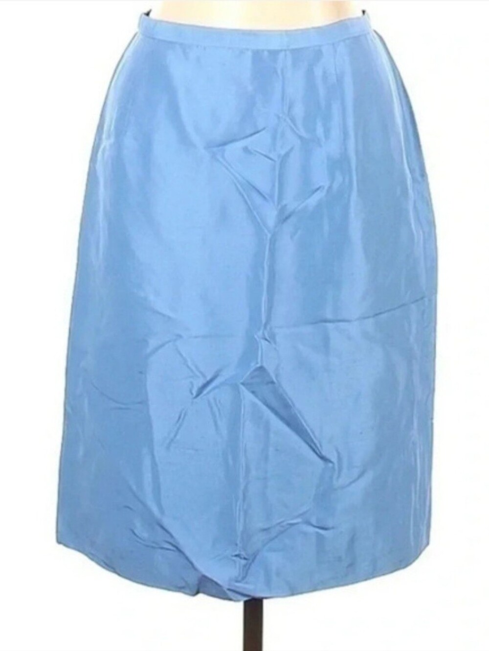 Vintage Talbots 100% Silk Pastel Blue Knee Length Pencil Skirt Size 12